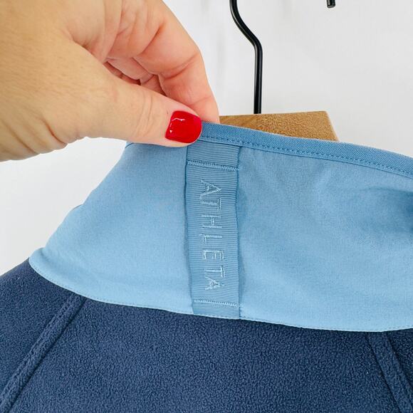 Athleta Microfleece Sweatshirt Navy & Sky High Collar Pullover Size S Small - Picture 5 of 9